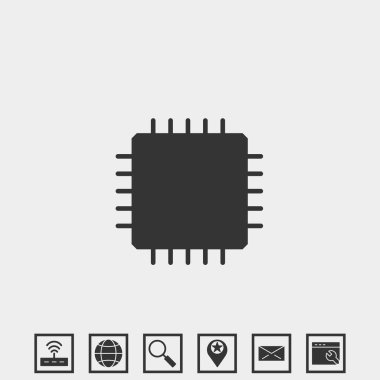 Web sitesi ve grafik tasarımı için İşlemci simgesi vektör çizimi