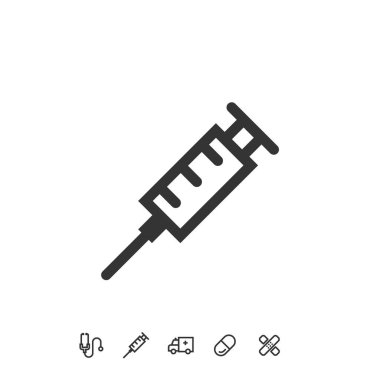 Web sitesi ve grafik tasarımı için şırınga enjeksiyon ikonu vektör çizimi