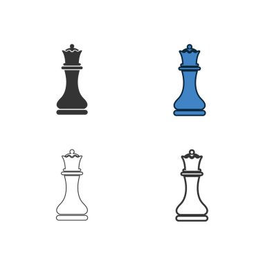 Satranç kraliçesi ikon vektör çizimi tasarımı