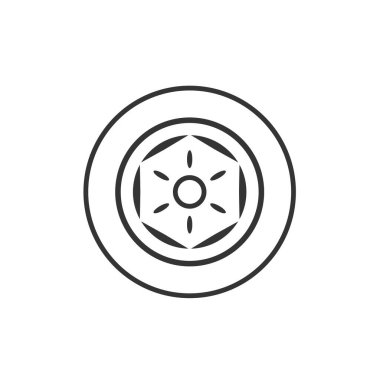 araba tekerleği jant ikon vektör çizimi tasarımı