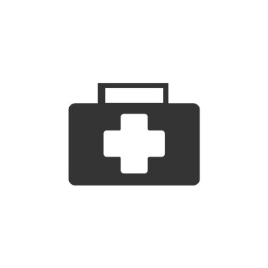 İlk yardım çantası simgesi vektörü katı gri