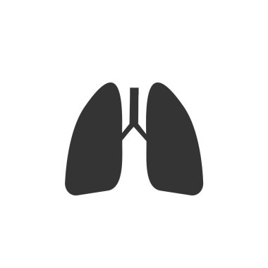 Akciğer simgesi vektörü katı gri