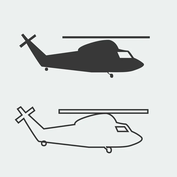 ヘリコプターのアイコンベクトルグレーのウェブサイトとグラフィックデザイン — ストックベクタ