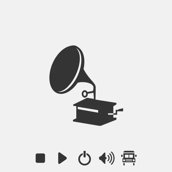 Gramophone Icon Vector Illustration Symbol Eps Grey — Stock Vector