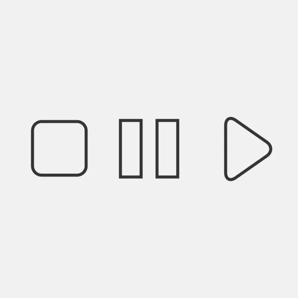 Play Pause Stop Icon Vector Illustration Symbol Eps Grey — Wektor stockowy