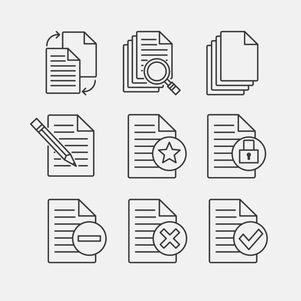 Documents Set Icon Encrypted Checked Locked Edit Copy Swap Vector — Stock Vector