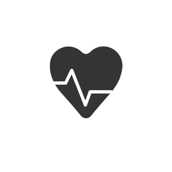 Heart Beat Icon Vector Solid Grey — Stock Vector