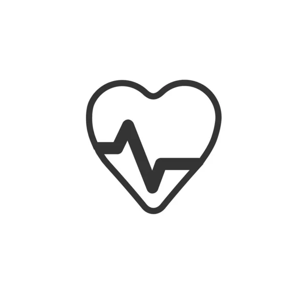 Heart Beat Icon Vector Solid Grey — Stock Vector