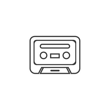 Web sitesi ve grafik tasarımı için manyetik teyp kaset ikonu vektör çizimi