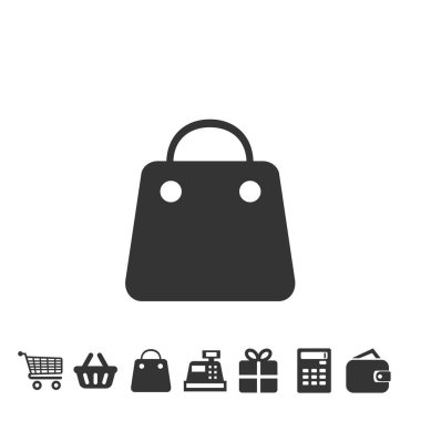 Web sitesi ve grafik tasarımı için alışveriş poşeti ikonu vektörü