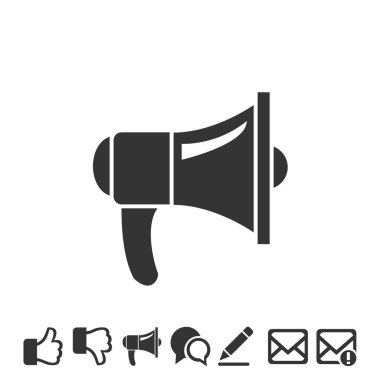 Web sitesi ve grafik tasarımı için megafon ikonu vektör illüstrasyon sembolü