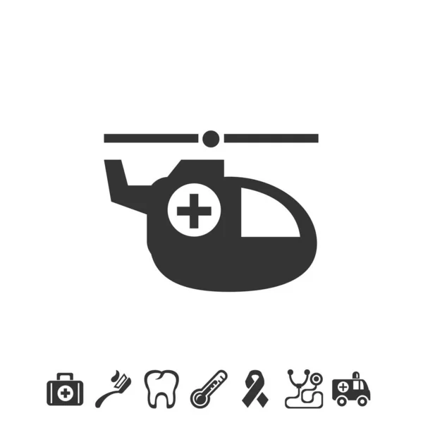 ウェブサイトやグラフィックデザインのための病院のヘリコプターのアイコンのベクトル図 — ストックベクタ