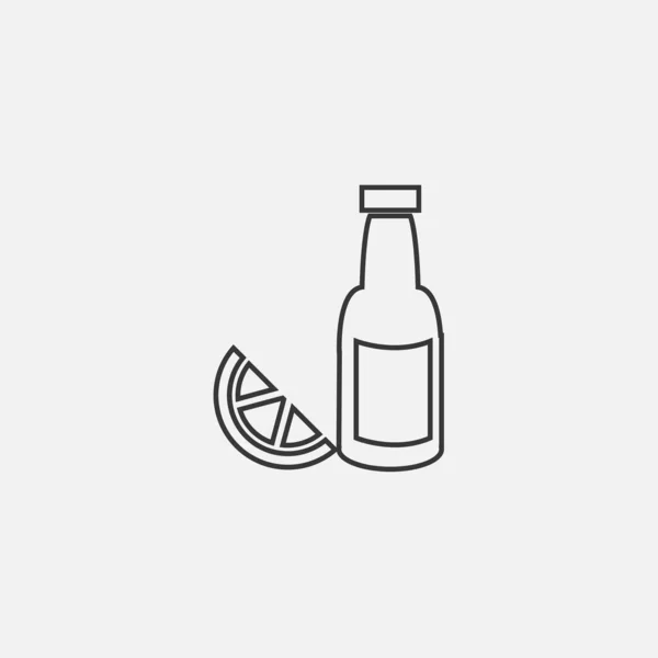 Cerveja Com Ícone Limão — Vetor de Stock