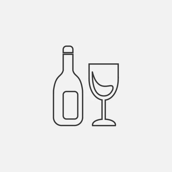Şampanya Şişesi Cam Bardak Ikonu — Stok Vektör