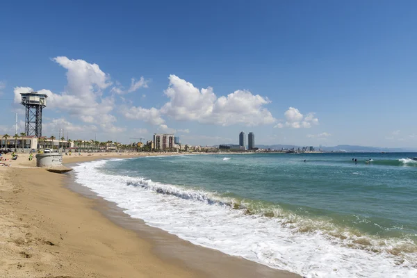 Barcelona strand panorama, Spanje — Stockfoto