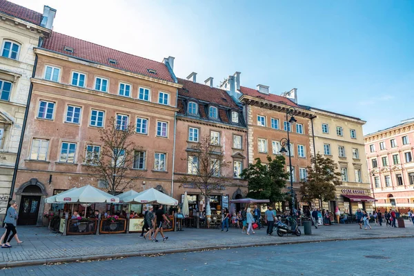 Warschau Polen September 2018 Straße Mit Bar Und Restaurants Und — Stockfoto
