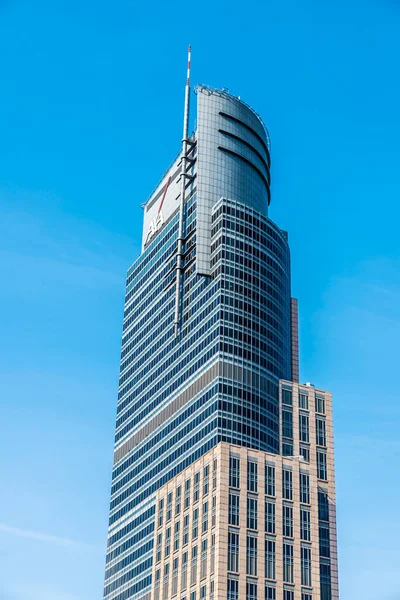Warsaw Poland September 2018 Sign Axa Warsaw Trade Tower Modern — Stock Photo, Image