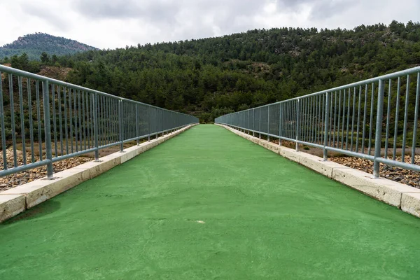 Hängebrücke Über Den Fluss Mijares Puebla Arenoso Und Montanejos Castellon — Stockfoto