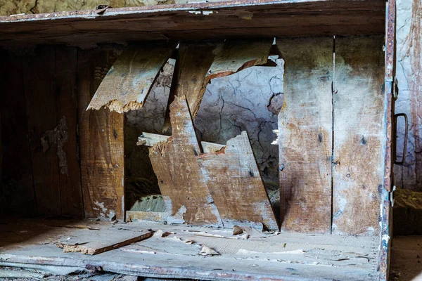 古い壊れた木の箱モンタネホスの古い放棄された家で カステリョン バレンシアの土地 スペイン — ストック写真