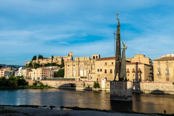 Monumento Franquista Comemorando Batalha Ebro Rio Ebro Catedral Castelo Suda — Fotografia de Stock