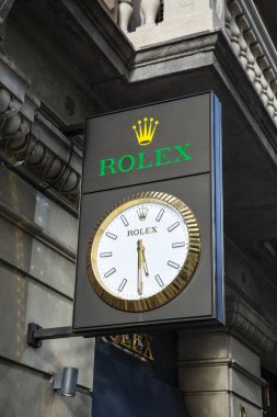 Barcelona, Spain - October 3, 2022: Rolex jewelry in Diagonal avenue, a shopping street of Barcelona, Catalonia, Spain clipart