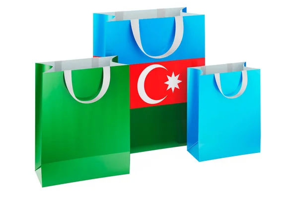Магазини Азербайджанським Прапором Торгівля Азербайджані Концепція Рендеринг Ізольований Білому Тлі — стокове фото