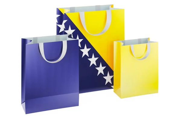 Shopping Bag Con Bandiera Bosniaca Shopping Bosnia Erzegovina Concetto Rendering — Foto Stock