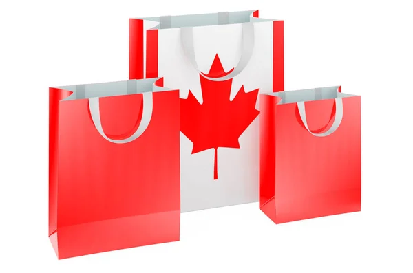 캐나다 국기가 쇼핑백이야 캐나다 백인들에게 렌더링 — 스톡 사진