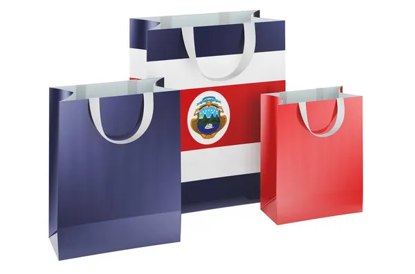 Bolsas Compras Con Bandera Costarricense Compras Costa Rica Concepto Representación — Foto de Stock