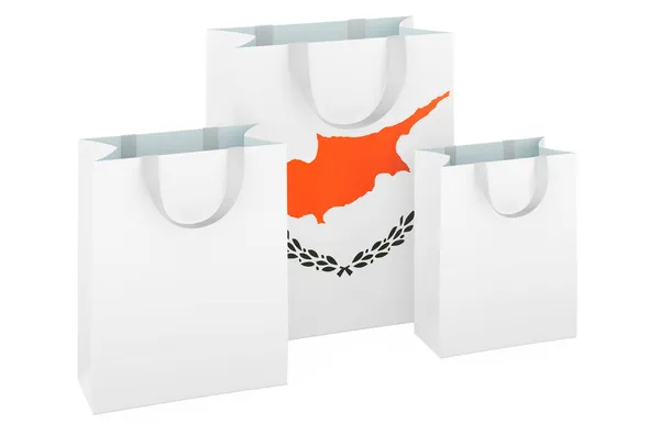 Bolsas Compras Con Bandera Chipriota Compras Chipre Concepto Representación Aislada —  Fotos de Stock