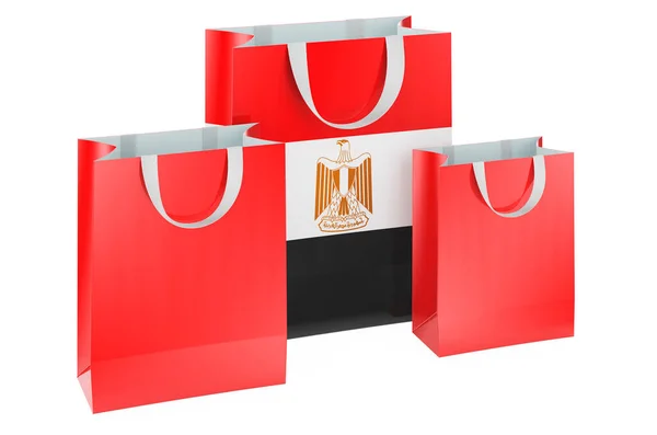 Bolsas Compras Con Bandera Egipcia Compras Egipto Concepto Representación Aislada — Foto de Stock