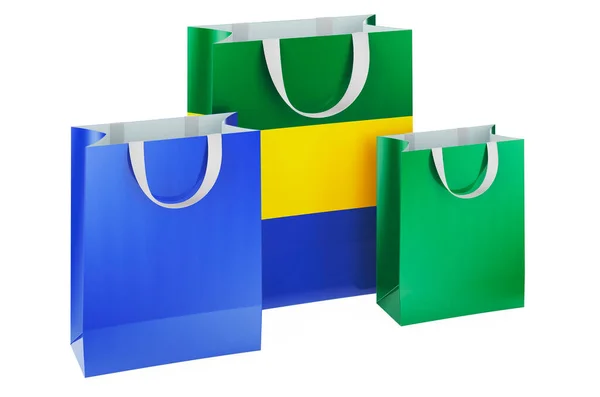 Bolsas Compras Con Bandera Gabonesa Compras Gabón Concepto Representación Aislada — Foto de Stock