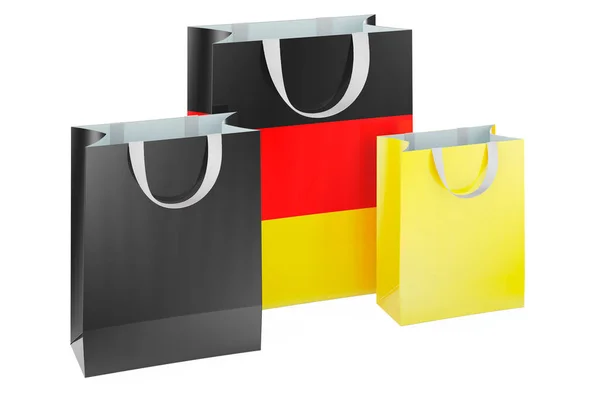 국기있는 가방들 독일에서 쇼핑하는 백인들에게 렌더링 — 스톡 사진