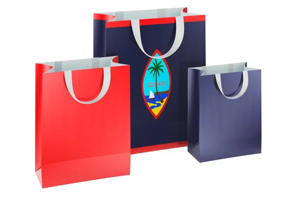 Bolsas Compras Con Bandera Guameña Compras Guam Concepto Representación Aislada — Foto de Stock
