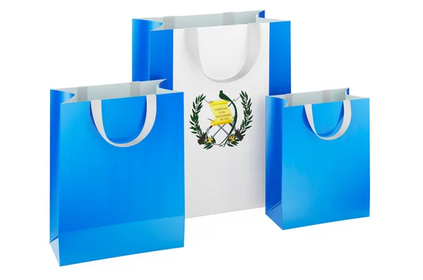 Shoppingväskor Med Guatemalansk Flagg Shopping Guatemala Koncept Rendering Isolerad Vit — Stockfoto