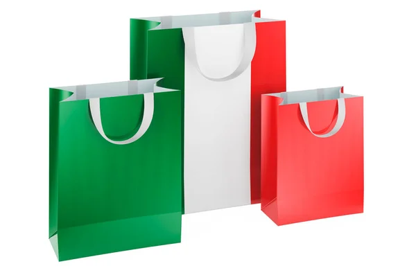 Shoppingväskor Med Italiensk Flagg Shopping Italien Koncept Rendering Isolerad Vit — Stockfoto