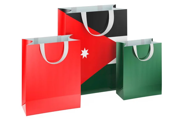 Торгівельні Пакети Йорданським Прапором Торгівля Йорданії Концепція Рендеринг Ізольований Білому — стокове фото