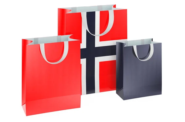 Bolsas Compras Con Bandera Noruega Compras Noruega Concepto Representación Aislada — Foto de Stock