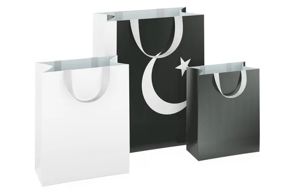 Sacos Compras Com Bandeira Paquistanesa Compras Paquistão Conceito Renderização Isolada — Fotografia de Stock