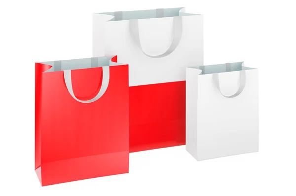 Bolsas Con Bandera Polaca Compras Polonia Concepto Representación Aislada Sobre — Foto de Stock