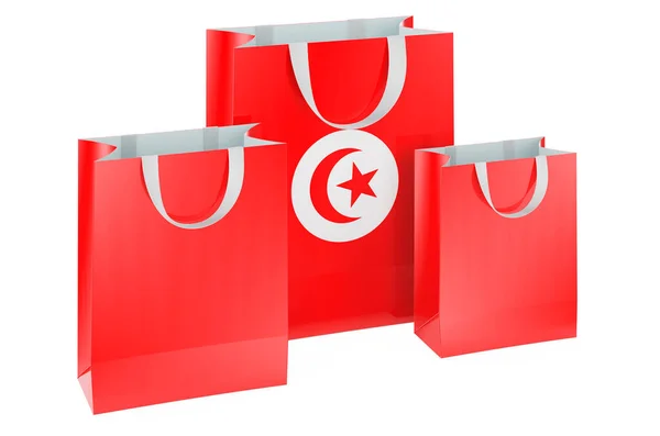 Bolsas Compras Con Bandera Tunecina Compras Túnez Concepto Representación Aislada — Foto de Stock