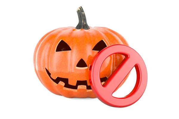 Halloween Dýně Prohibiční Znamení Vykreslování Izolované Bílém Pozadí — Stock fotografie
