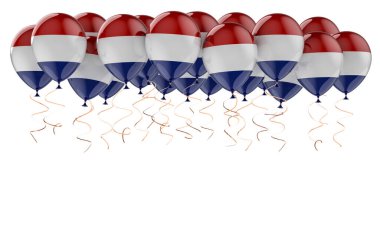 Hollanda bayraklı balonlar, beyaz arka planda 3 boyutlu görüntüleme