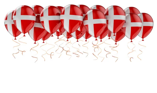 Balónky Dánskou Vlajkou Vykreslování Izolované Bílém Pozadí — Stock fotografie