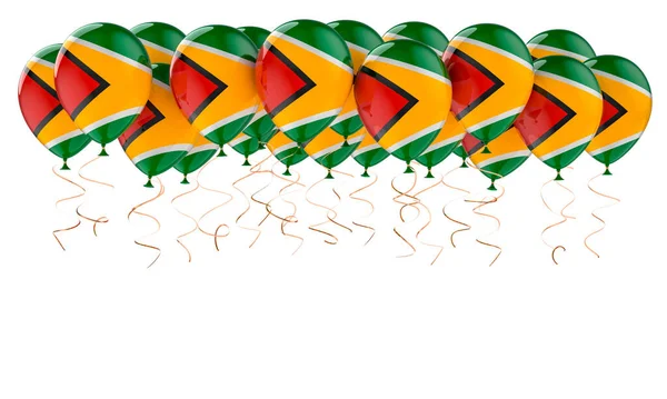 Ballonger Med Guyanesisk Flagga Rendering Isolerad Vit Bakgrund — Stockfoto
