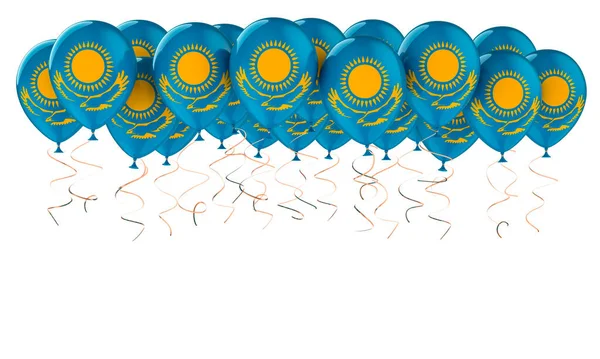 Balony Kazachską Flagą Renderowanie Odizolowane Białym Tle — Zdjęcie stockowe