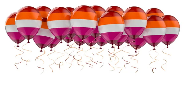 Balony Flagą Lesbijki Renderowanie Izolowane Białym Tle — Zdjęcie stockowe