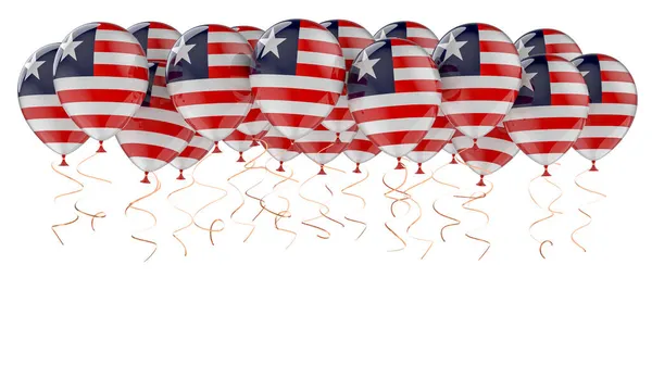 Ballonnen Met Liberiaanse Vlag Weergave Geïsoleerd Witte Achtergrond — Stockfoto