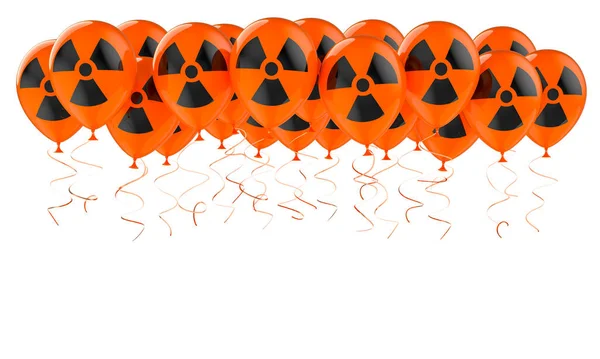 Balloons Radiation Sign Rendering Isolated White Background — Stock Photo, Image
