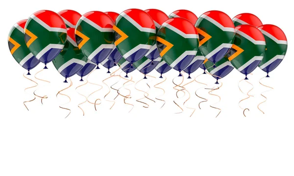 Luftballons Mit Südafrikanischer Flagge Darstellung Isoliert Auf Weißem Hintergrund — Stockfoto